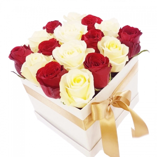 Розы в квадратной коробке "Миледи"